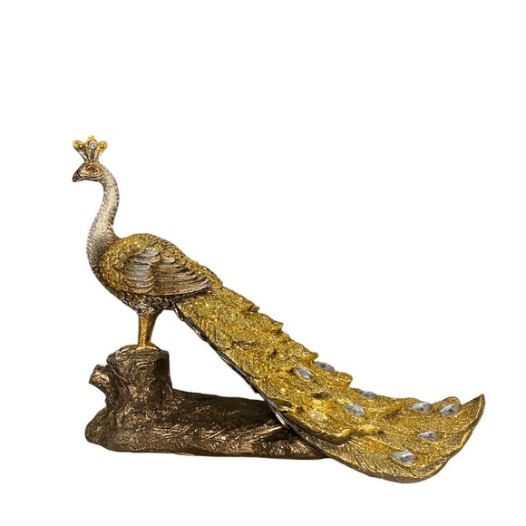 Home Centre Corsica Mayur Polyresin Standing Peacock Figurine Gold Silver - Picture 15 of 15